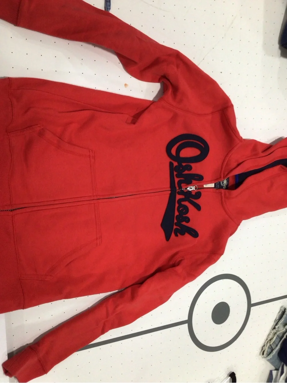 OshKosh B'gosh Red Zip-Up Hoodie with Navy Script Logo